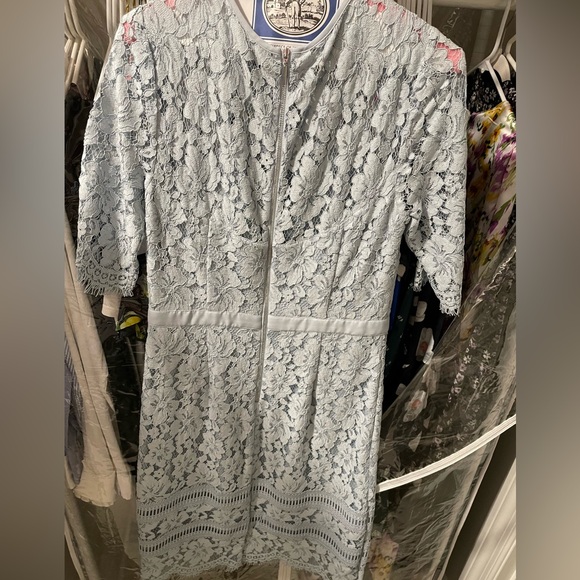 Hobbs London Penny Lace Midi Shift Dress in Light Ice Blue NWOT Size 6 - Picture 4 of 6